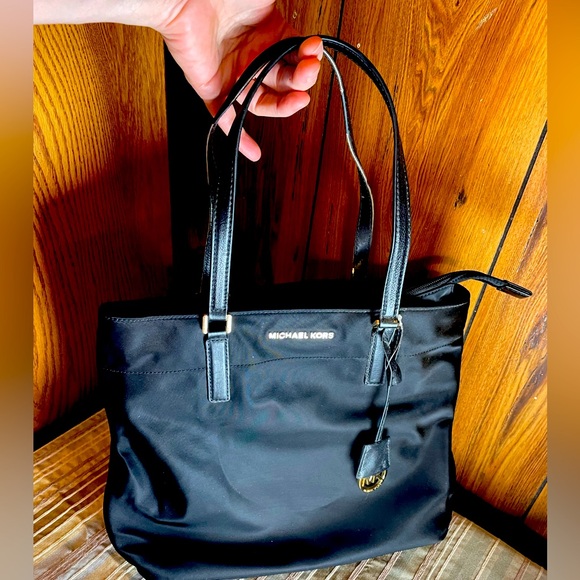 Michael Kors Black Polyester Morgan MD Zippered Tote; Fair Used Condition - Picture 1 of 14